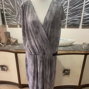 NWT SZ 1X Michael Kors faux wrap dress in black/white abstract python pr…